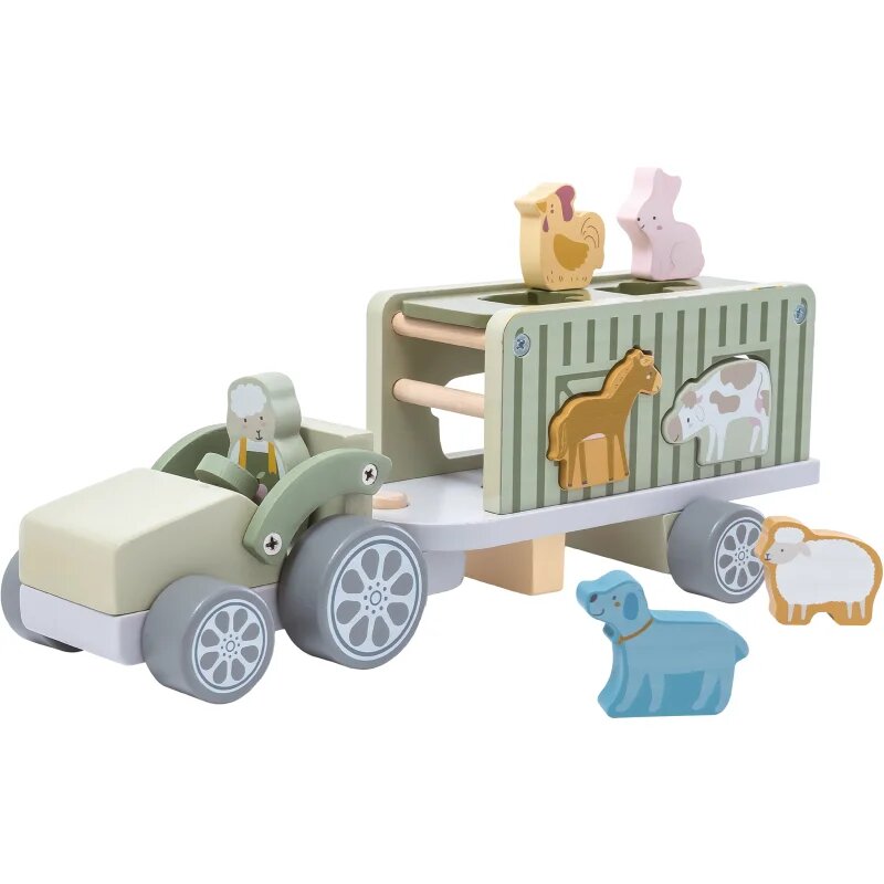 2Kids Toys Wooden Car with Animals комплект играчки от дърво 2y+ 10 бр.