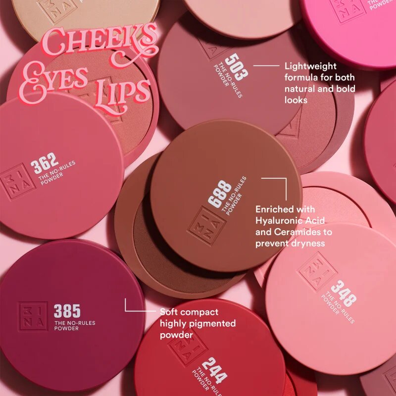 3ina The No-Rules Powder мултифункционален грим за очи устни и лице цвят 362 - Classic soft pink matte 8 гр.