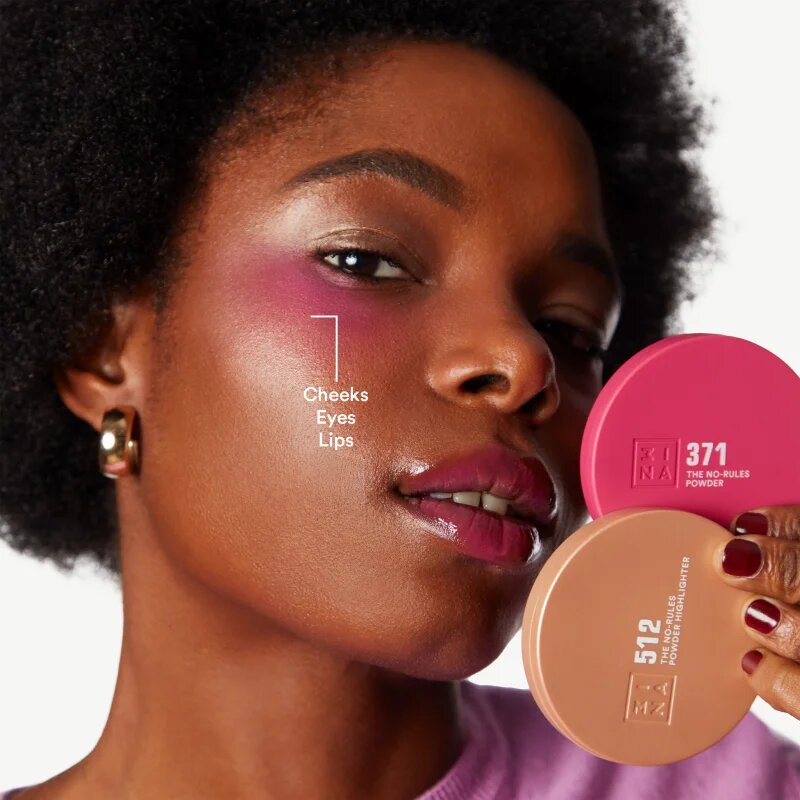 3ina The No-Rules Powder мултифункционален грим за очи устни и лице цвят 371 - Electric pink matte 8 гр.