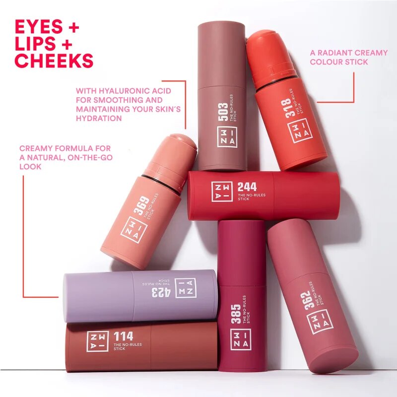 3ina The No-Rules Stick многофункционални молив за очи устните и скули цвят 362 - Pink 5 гр.