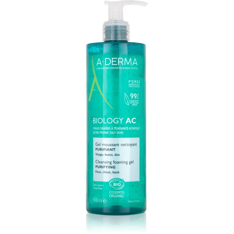 A-Derma Biology AC пенлив почистващ гел за смесена и мазна кожа 400 мл.