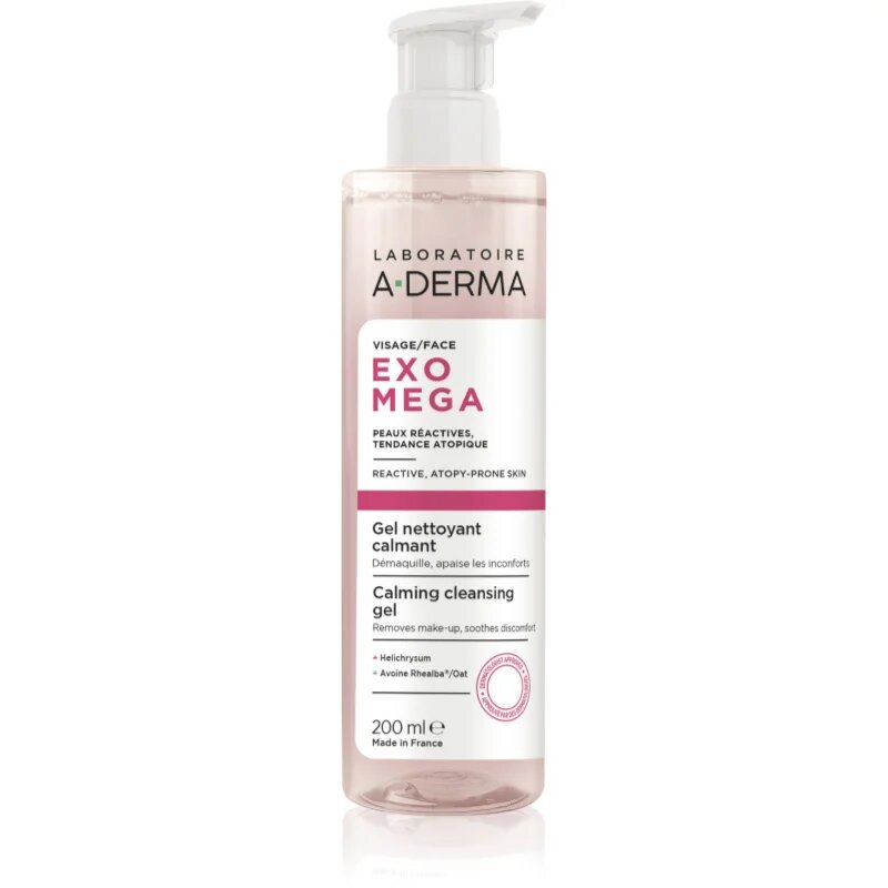 A-Derma Exomega Calming Cleansing Gel почистващ и премахващ грима гел с успокояващ ефект 200 мл.