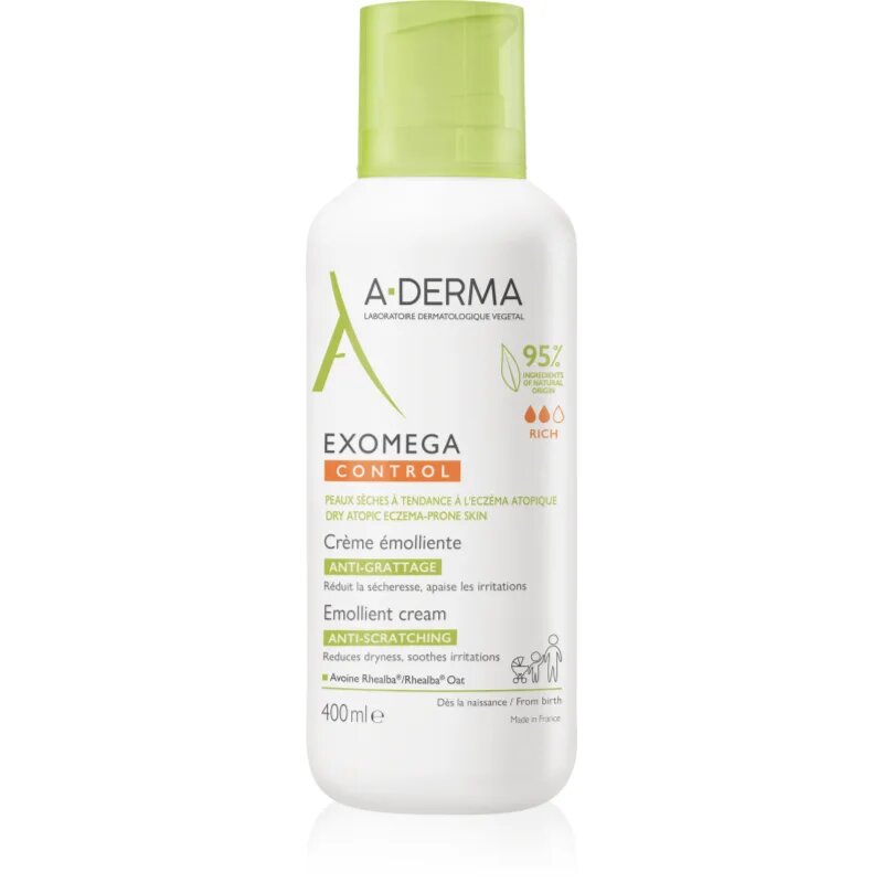 A-Derma Exomega Control Emollient Cream крем за тяло за много суха чуствителна и атопична кожа 400 мл.