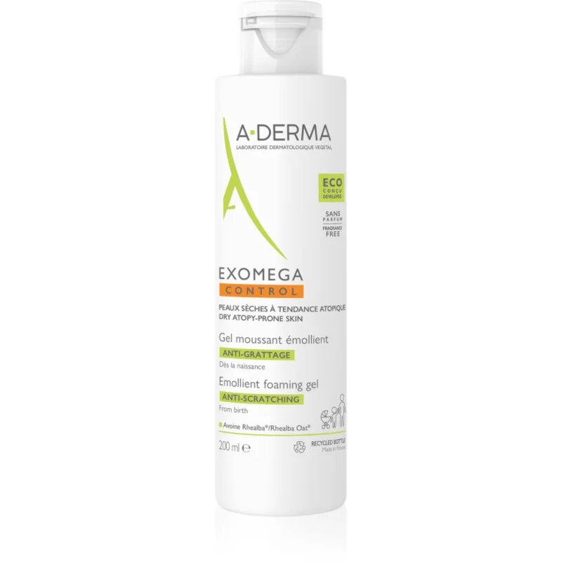 A-Derma Exomega Control Emollient Foaming gel овлажняващ гел-пяна за суха атопична кожа 200 мл.