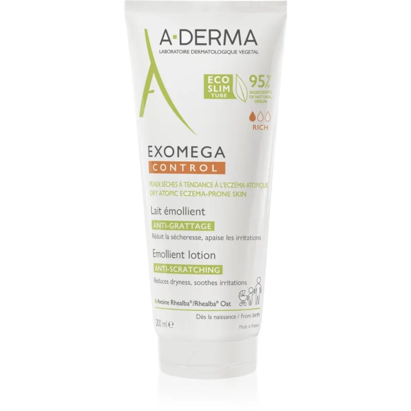 A-Derma Exomega Control Emollient Lotion тоалетно мляко за тяло против възпаление и сърбеж 200 мл.