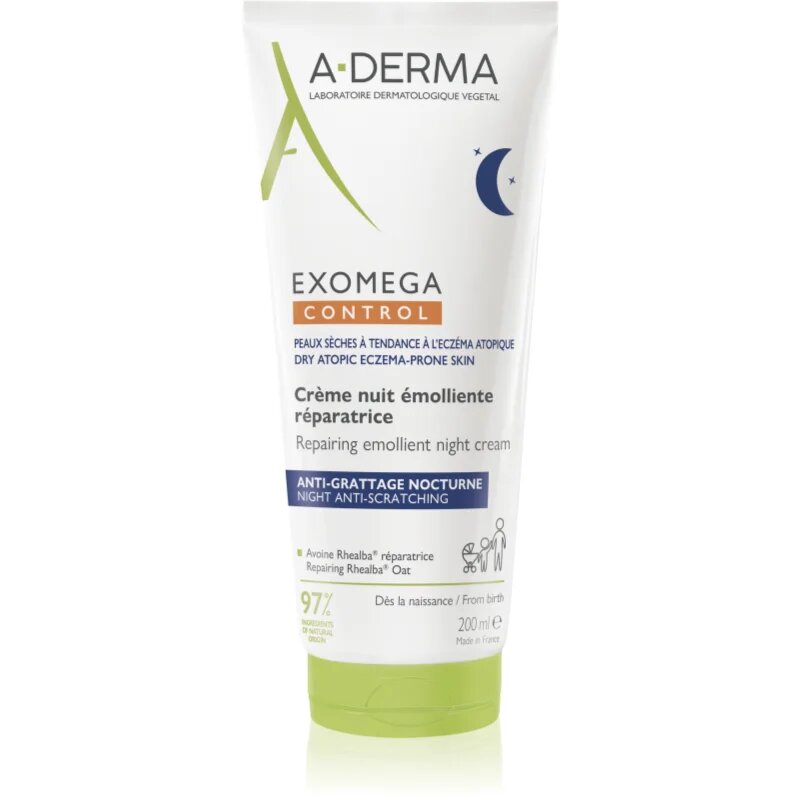 A-Derma Exomega Control Repairing Emollient Night Cream регенериращ нощен крем против сърбеж 200 мл.
