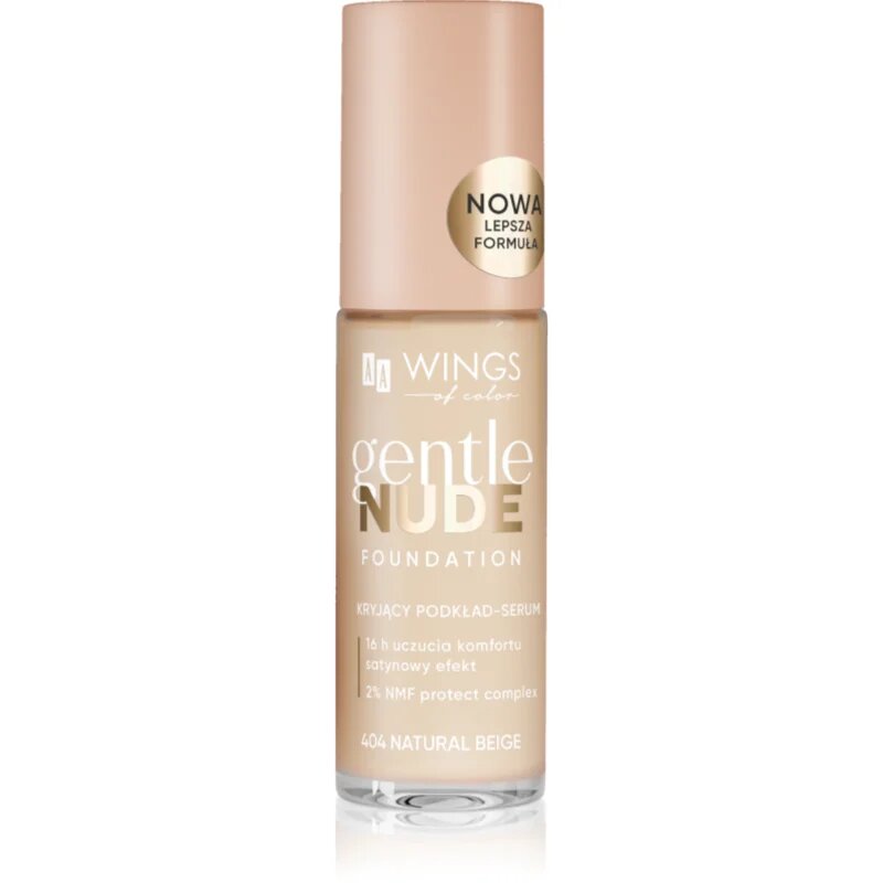 AA Wings of Color Gentle Nude Foundation течен фон дьо тен с хидратиращ ефект цвят 404 Natural Beige 30 мл.