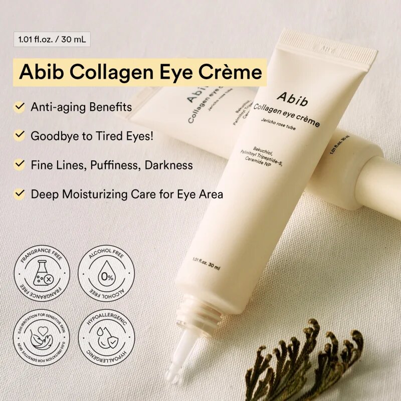 Abib Collagen Eye Crème Jericho Rose Tube лек крем за околоочната зона за подхранване и хидратация 30 мл.