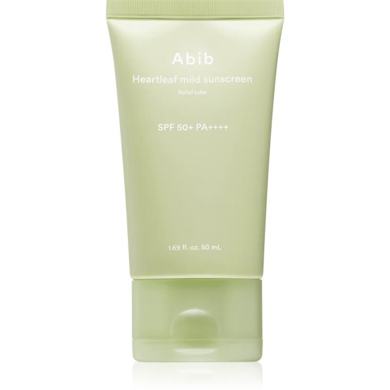 Abib Heartleaf Mild Sunscreen Relief Tube слънцезащитен крем за лице с успокояващ ефект SPF 50+ 50 мл.