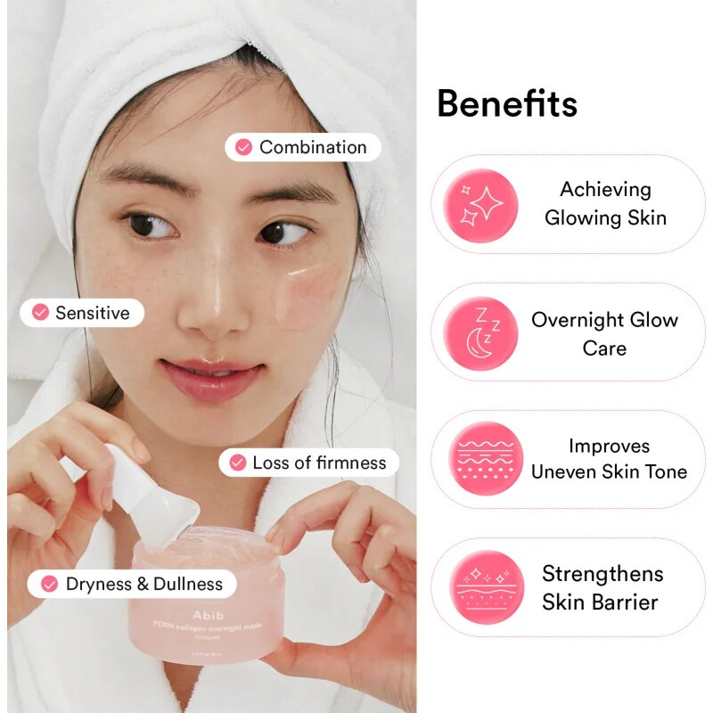 Abib PDRN Collagen Overnight Mask Firming Jelly стягаща нощна маска за лице с хидратиращ ефект 80 мл.