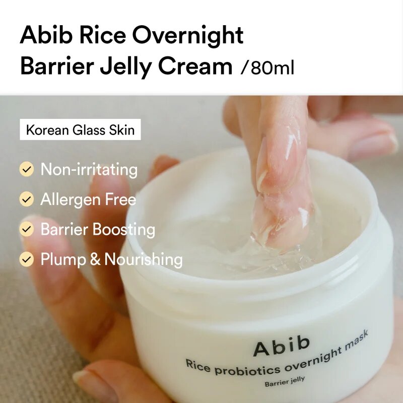 Abib Rice Probiotics Overnight Mask Barrier Jelly нощна маска за лице за интензивна хидратация 80 мл.