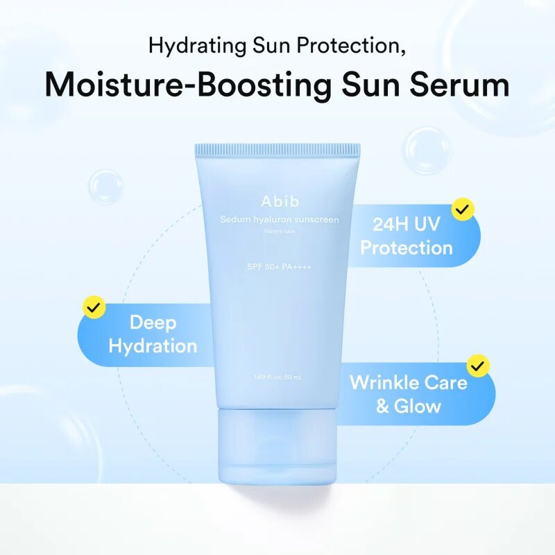Abib Sedum Hyaluron Watery Tube Sunscreen слънцезащитен крем за лице с успокояващ ефект SPF 50+ 50 мл.