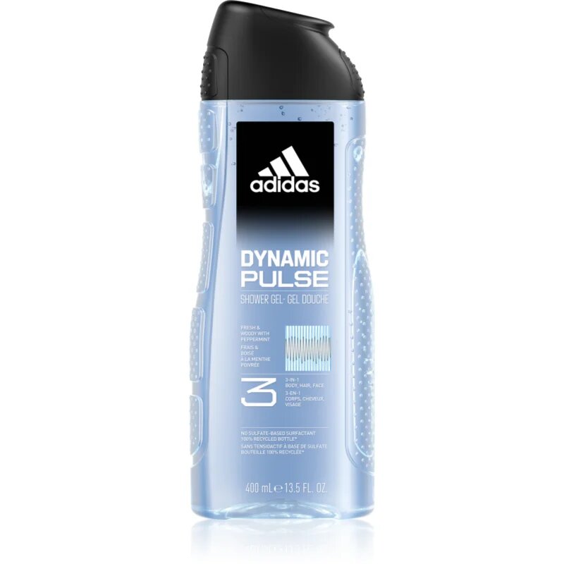 Adidas Dynamic Pulse душ-гел за лице тяло и коса 3 в 1 400 мл.