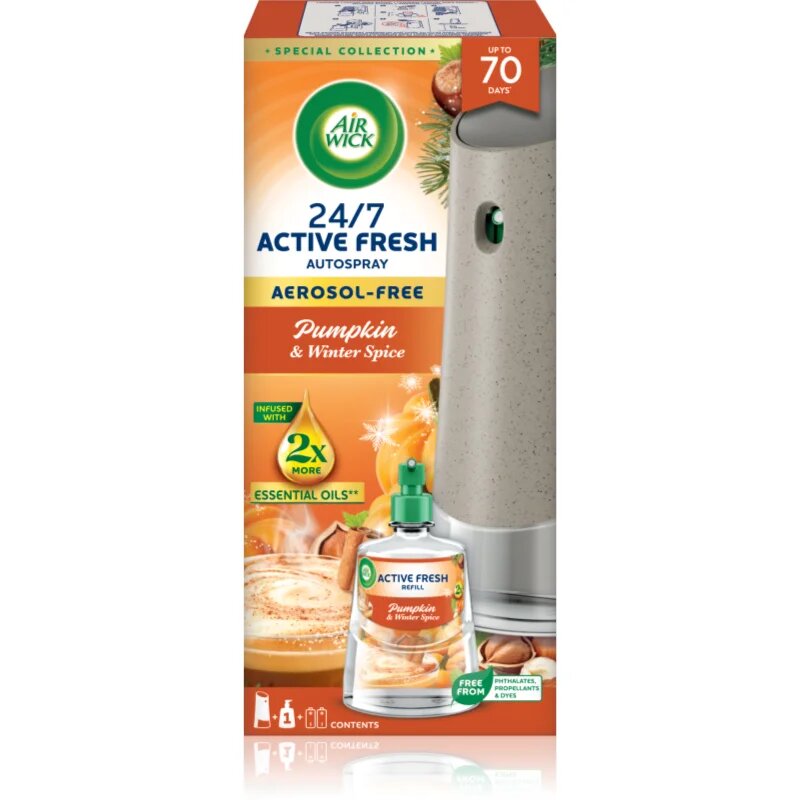 Air Wick Active Fresh Pumpkin & Winter Spice автоматичен освежител за въздух с пълнител 228 мл.