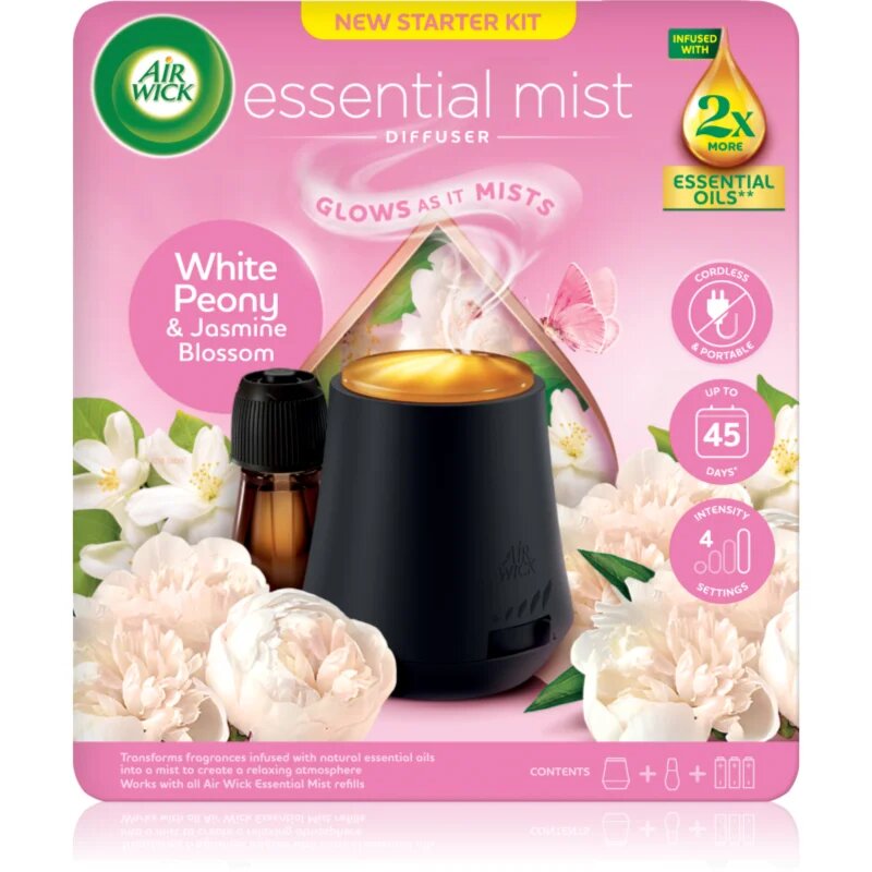 Air Wick Aroma Mist White Peony & Jasmine Blossom aроматизиращ дифузер с пълнител + батерия 1 бр.