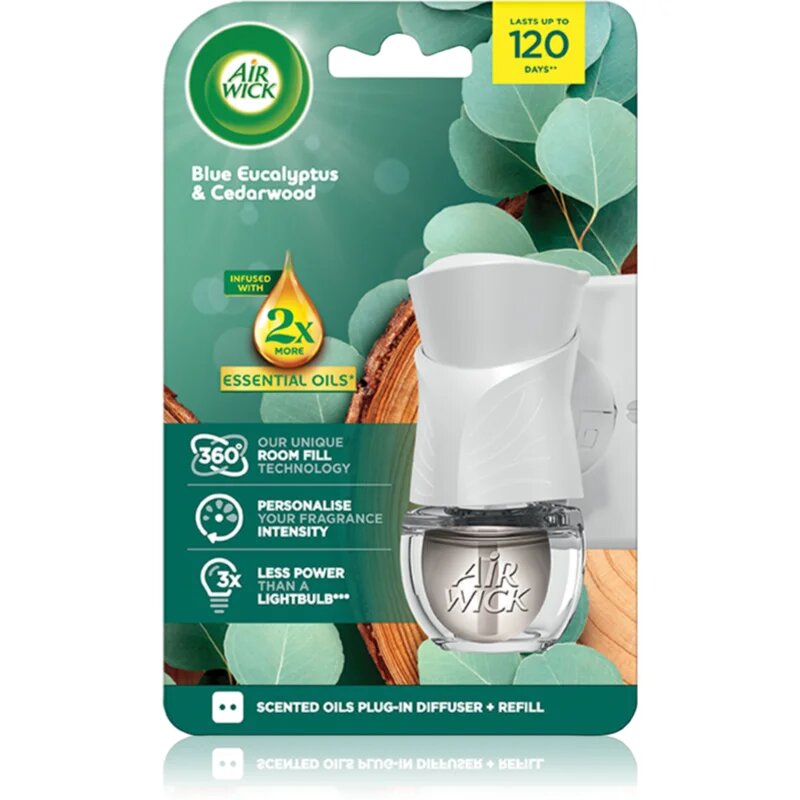 Air Wick Blue Eucalyptus & Cedarwood електрически уред за освежаване на въздуха с пълнител 19 мл.