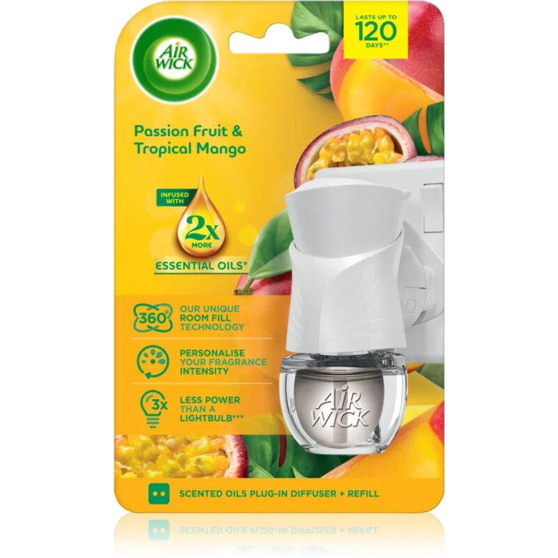 Air Wick Electric Passion Fruit & Tropical Mango електрически уред за освежаване на въздуха с пълнител 19 мл.