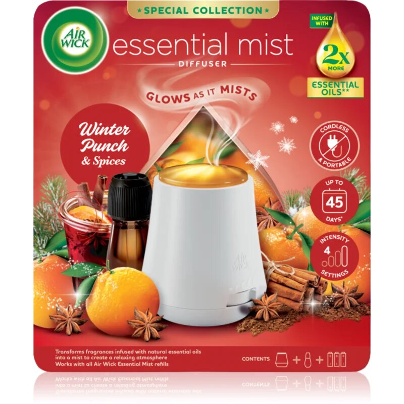 Air Wick Essential Mist Winter Punch & Spices aроматизиращ дифузер с пълнител + батерия 20 мл.