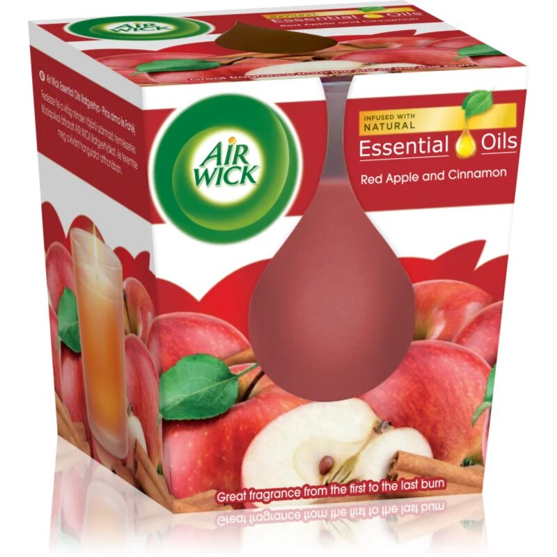 Air Wick Essential Oils Apple & Cinnamon ароматна свещ 105 гр.