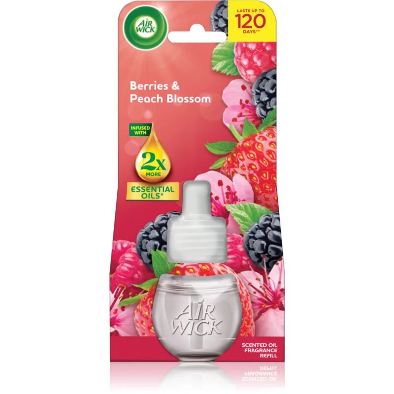 Air Wick Essential Oils Berries & Peach Blossom пълнител за електрически дифузер 19 мл.