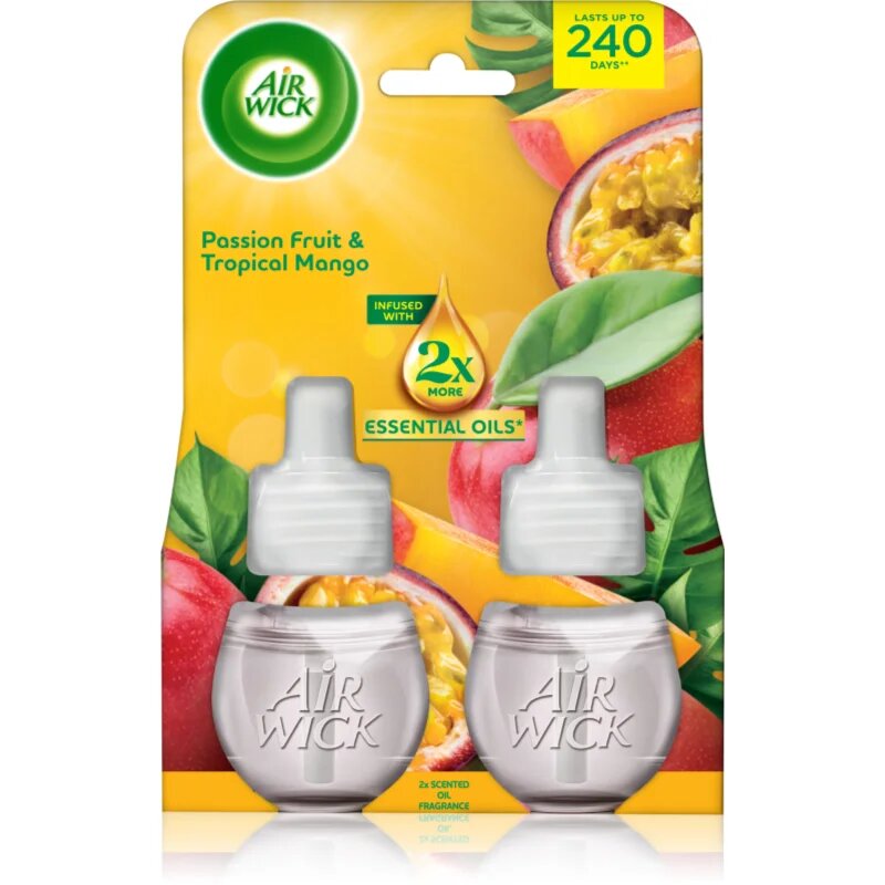 Air Wick Essential Oils Passion Fruit & Tropical Mango пълнител за електрически дифузер 2x19 мл.