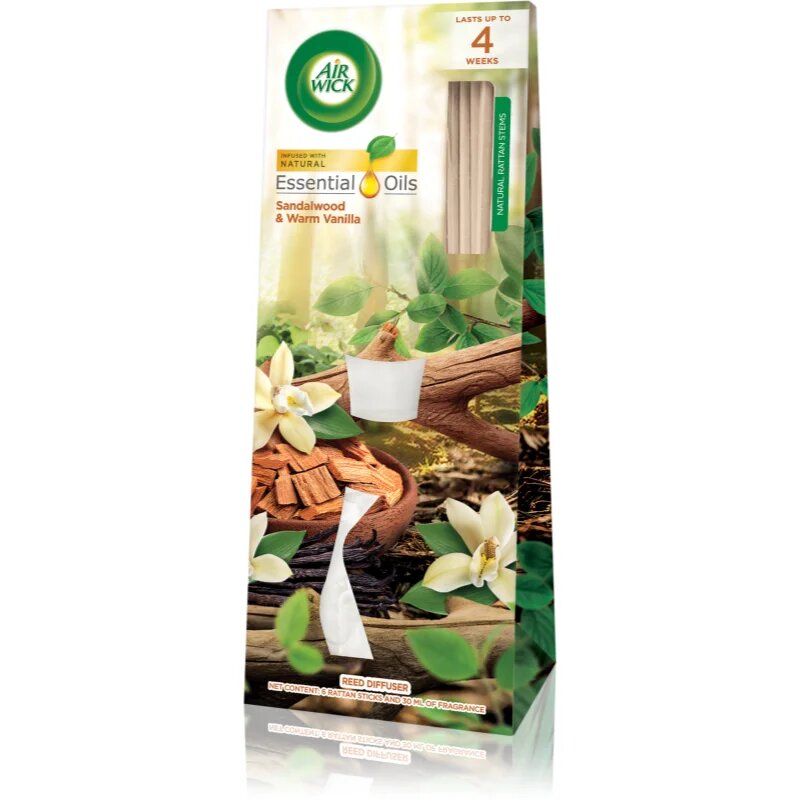 Air Wick Essential Oils Sandalwood & Warm Vanilla aроматизиращ дифузер с пълнител 30 мл.
