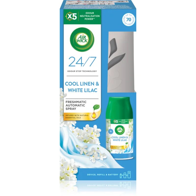 Air Wick Freshmatic Cool Linen & White Lilac автоматичен освежител за въздух с пълнител 250 мл.