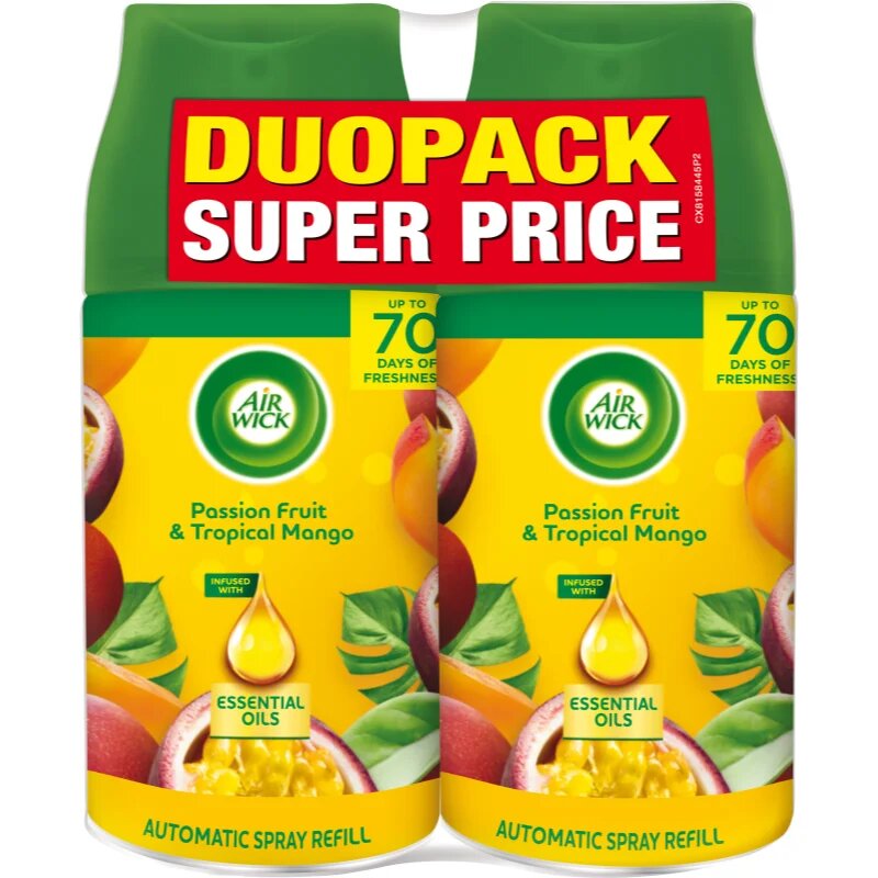 Air Wick Freshmatic Passion Fruit & Tropical Mango ароматизатор за въздух пълнител с аромат DUO 2x250 мл.