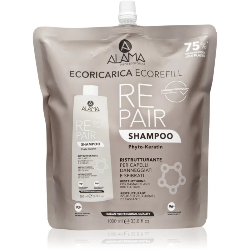 Alama Professional Repair Shampoo възстановяващ шампоан Eco Refill 1000 мл.