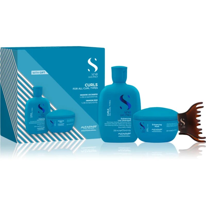 Alfaparf Milano Semi Di Lino Curls Duo Kit подаръчен комплект за всички видове къдрава коса 3 бр.