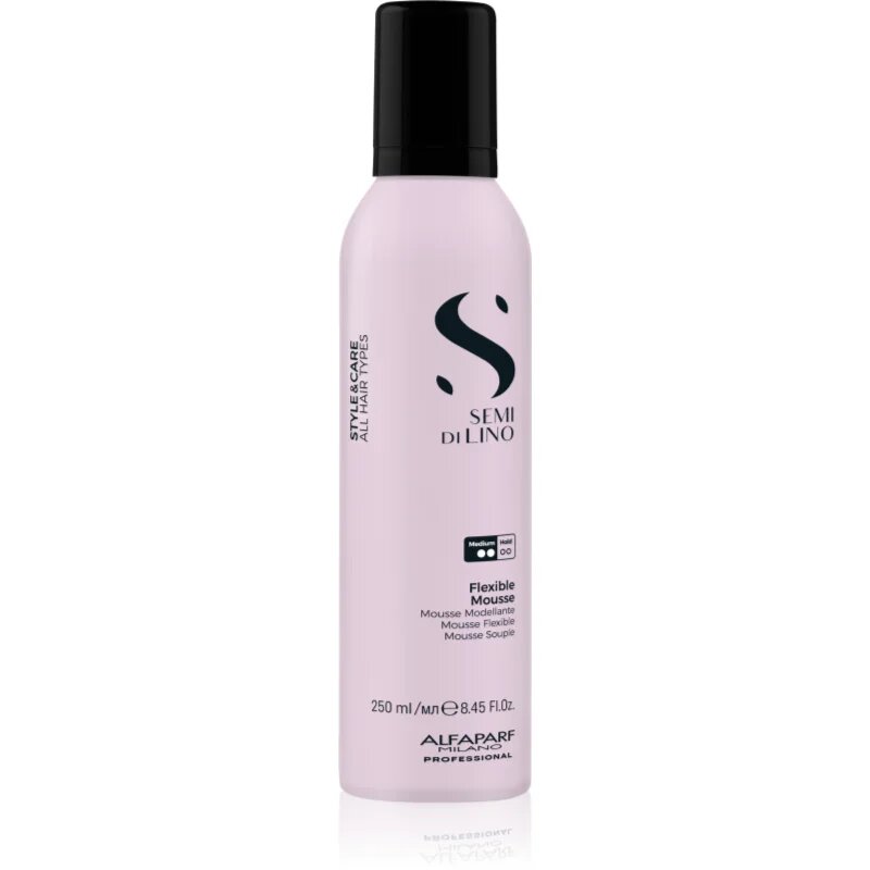 Alfaparf Milano Semi di Lino Style&Care Flexible Mousse пяна втвърдител за естествена фиксация и блясък на косата с UV филтър 250 мл.
