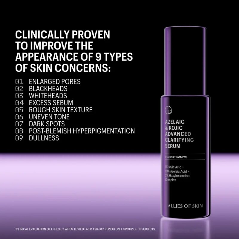 Allies of Skin Azelaic & Kojic Advanced Clarifying Serum дълбоко възстановяващ серум за лице 30 мл.