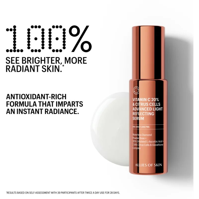 Allies of Skin Vitamin C 20% & Citrus Cells Advanced Firm & Glow Serum озаряващ серум за лице с витамин С 30 мл.