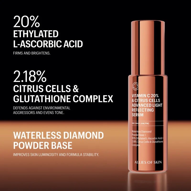 Allies of Skin Vitamin C 20% & Citrus Cells Advanced Firm & Glow Serum озаряващ серум за лице с витамин С 30 мл.