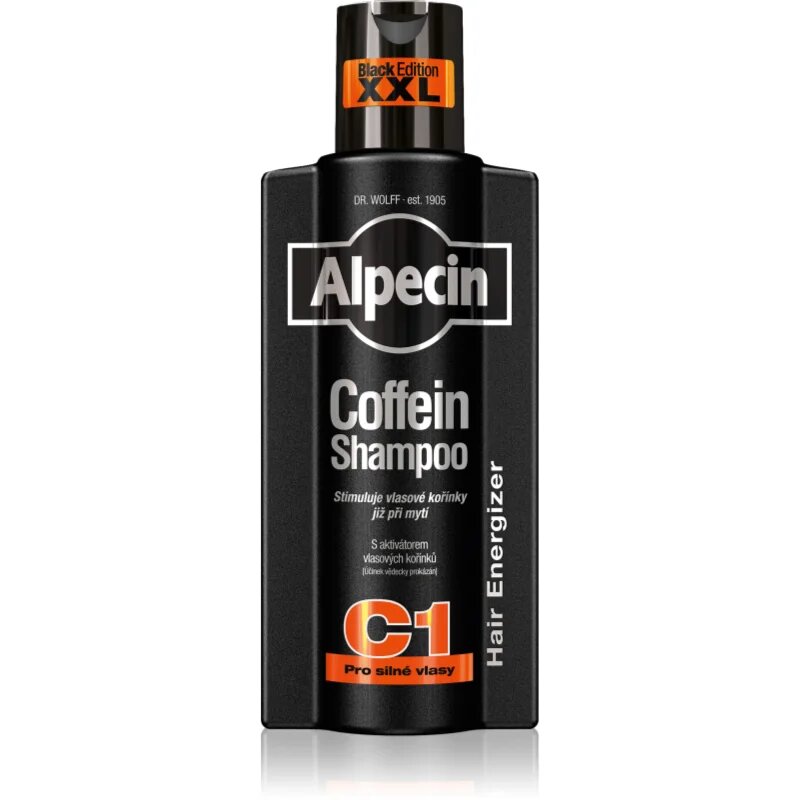 Alpecin Coffein Shampoo C1 Black Edition шампоан с кофеин за мъже стимулиращ растежа на косата 375 мл.