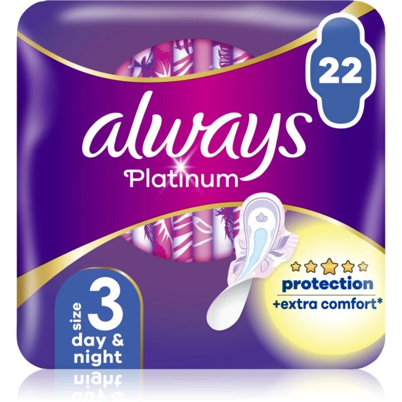Always Platinum Night Size 3 санитарни кърпи за нощ 22 бр.