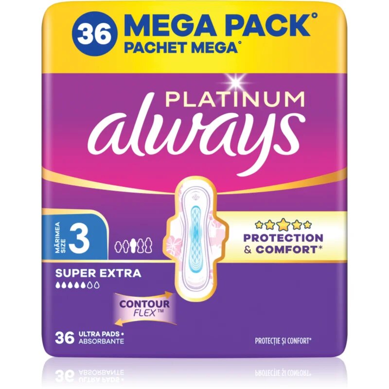 Always Platinum Super Extra Size 3 санитарни кърпи с крилца 36 бр.
