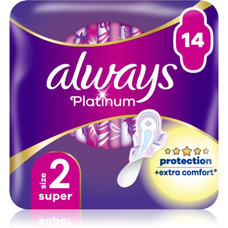 Always Platinum Super Size 2 санитарни кърпи 14 бр.