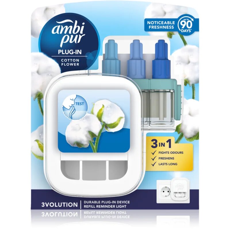AmbiPur 3volution Cotton Flower електрически уред за освежаване на въздуха с пълнител 20 мл.