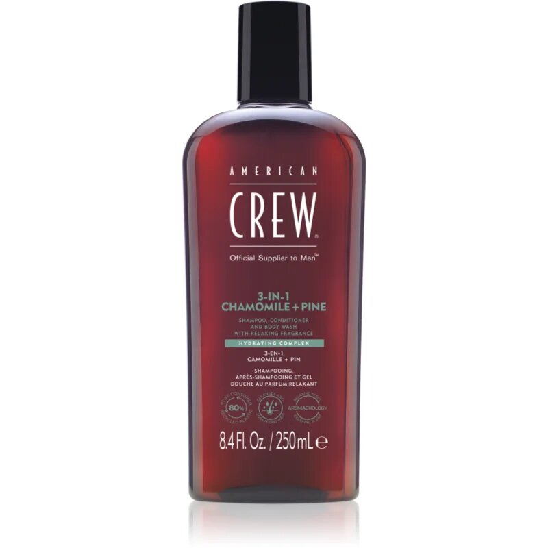 American Crew 3 in 1 Chamimile + Pine 3 в 1 шампоан балсам и душ гел за мъже 250 мл.