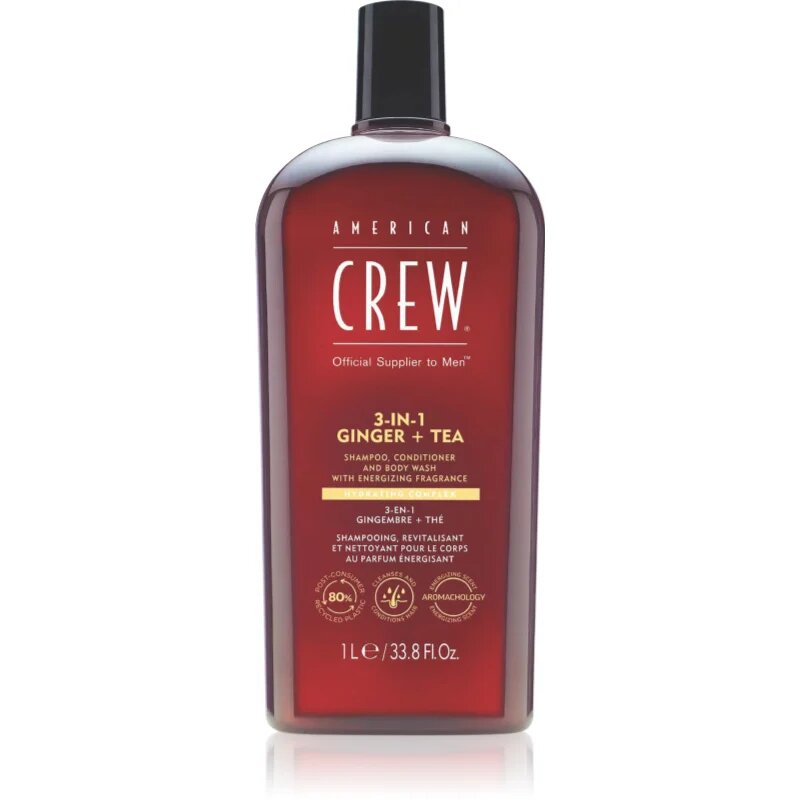 American Crew 3 in 1 Ginger + Tea 3 в 1 шампоан балсам и душ гел за мъже 1000 мл.