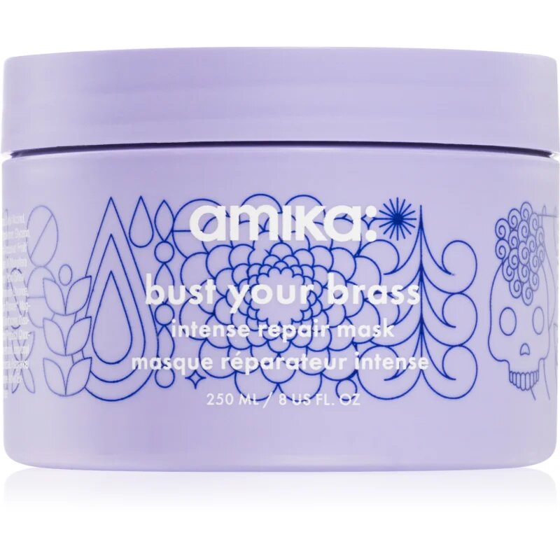 amika Bust Your Brass Cool Blonde интензивна регенерираща маска за руса и сива коса 250 мл.