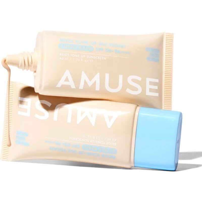 AMUSE Beige Tone-Up 365 Vegan Sunscreen тониращ слънцезащитен флуид да уеднакви цвета на кожата SPF 50+ 40 мл.