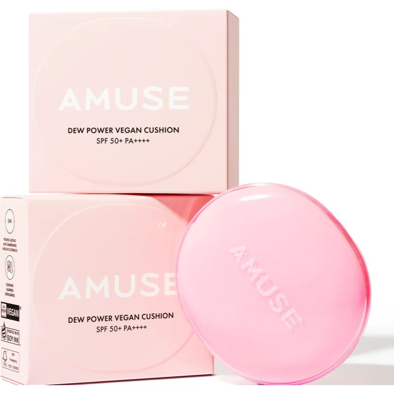 AMUSE Dew Power Vegan Cushion дълготраен грим в гъбичка за освежаване и изглаждане на кожата цвят 1.5 Natural 15 гр.