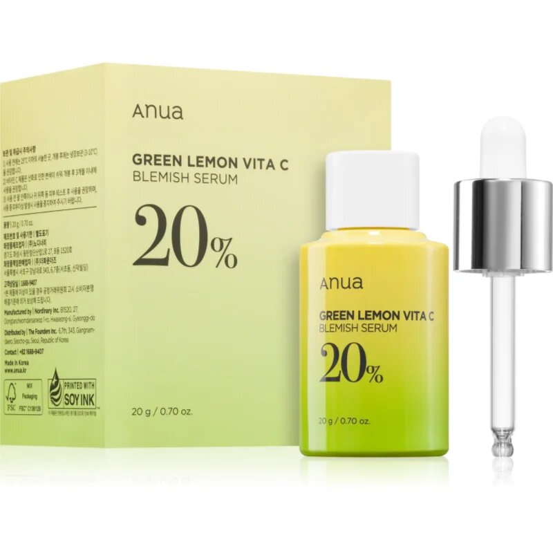 Anua Green Lemon Vita C Blemish Serum озаряващ серум с витамин С за проблемна кожа акне 20 мл.