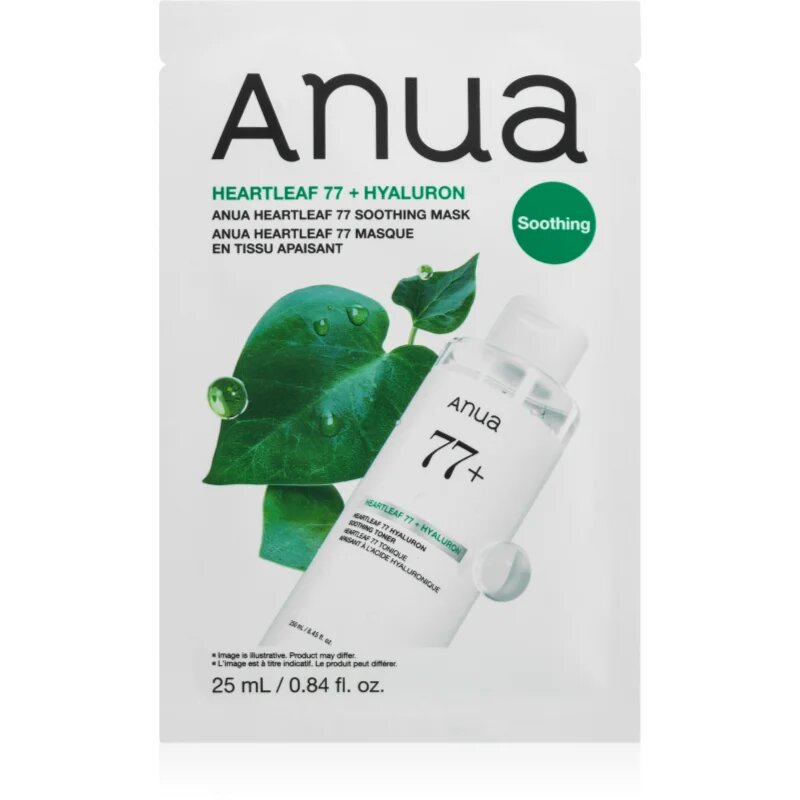Anua Heartleaf 77 Soothing Mask успокояваща платнена маска с хидратиращ ефект 25 мл.