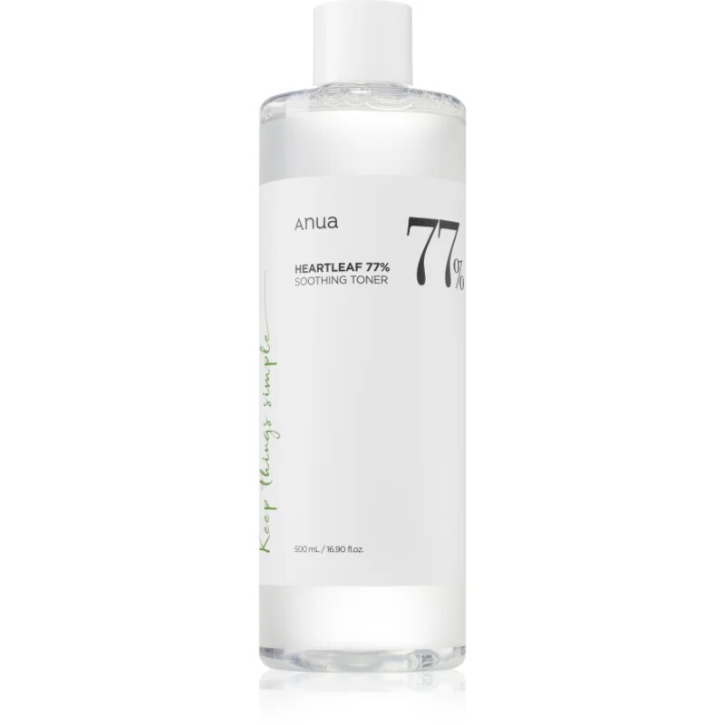 Anua Heartleaf 77% Soothing Toner почистващ и успокояващ тоник възстановяващ кожната бариера 500 мл.