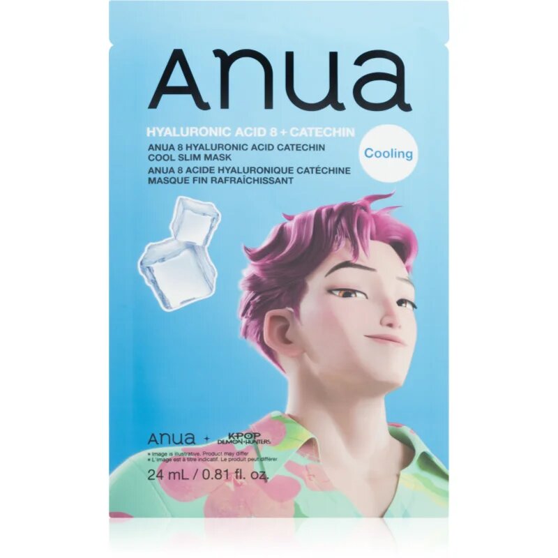 Anua K-Pop Demon Hunters Hyaluronic Acid 8 + Catechin хидратираща платнена маска с охлаждащ ефект 23 мл.