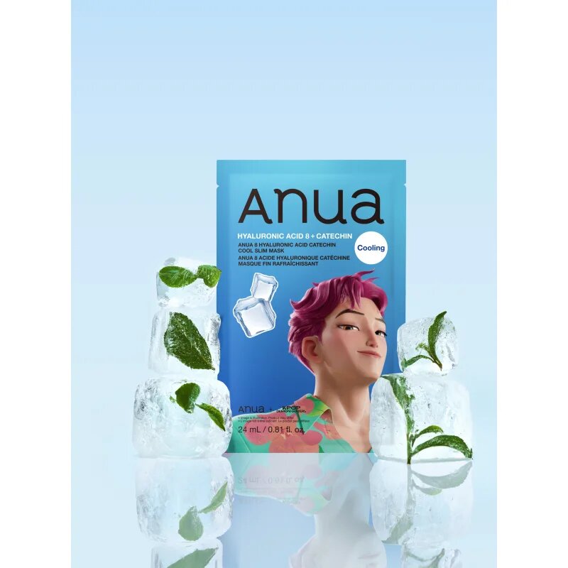 Anua K-Pop Demon Hunters Hyaluronic Acid 8 + Catechin хидратираща платнена маска с охлаждащ ефект 23 мл.