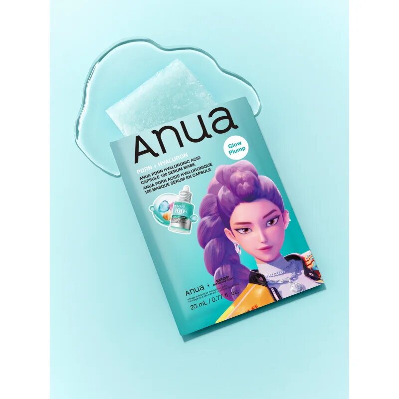 Anua K-Pop Demon Hunters PDRN + Hyaluronic Acid Capsule 100 Serum Mask хидратираща платнена маска за освежаване и изглаждане на кожата 23 мл.
